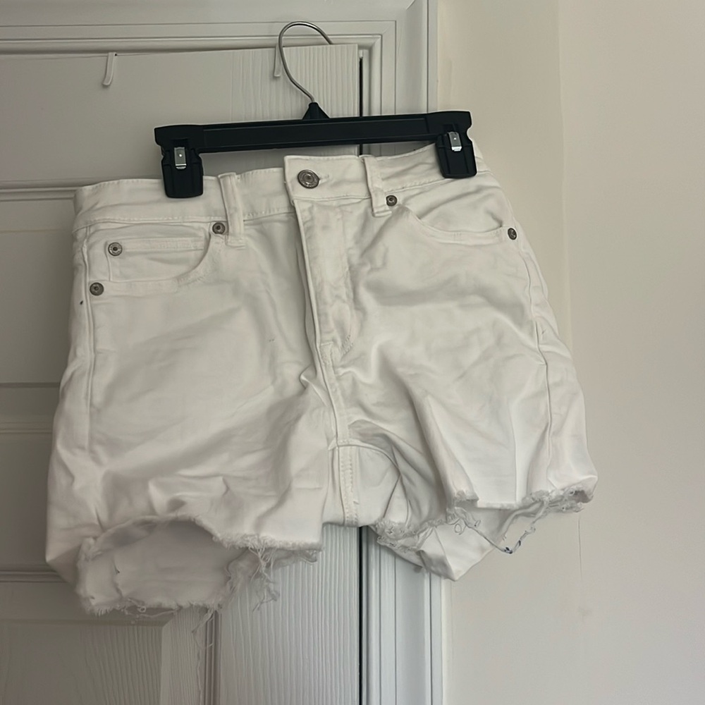 white jean shorts, american eagle, size 2